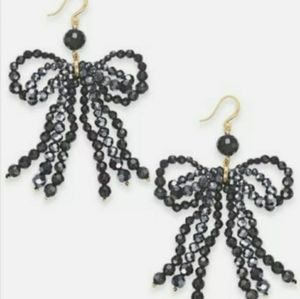 INC Gold Tone, Black Bow Chand Earrings